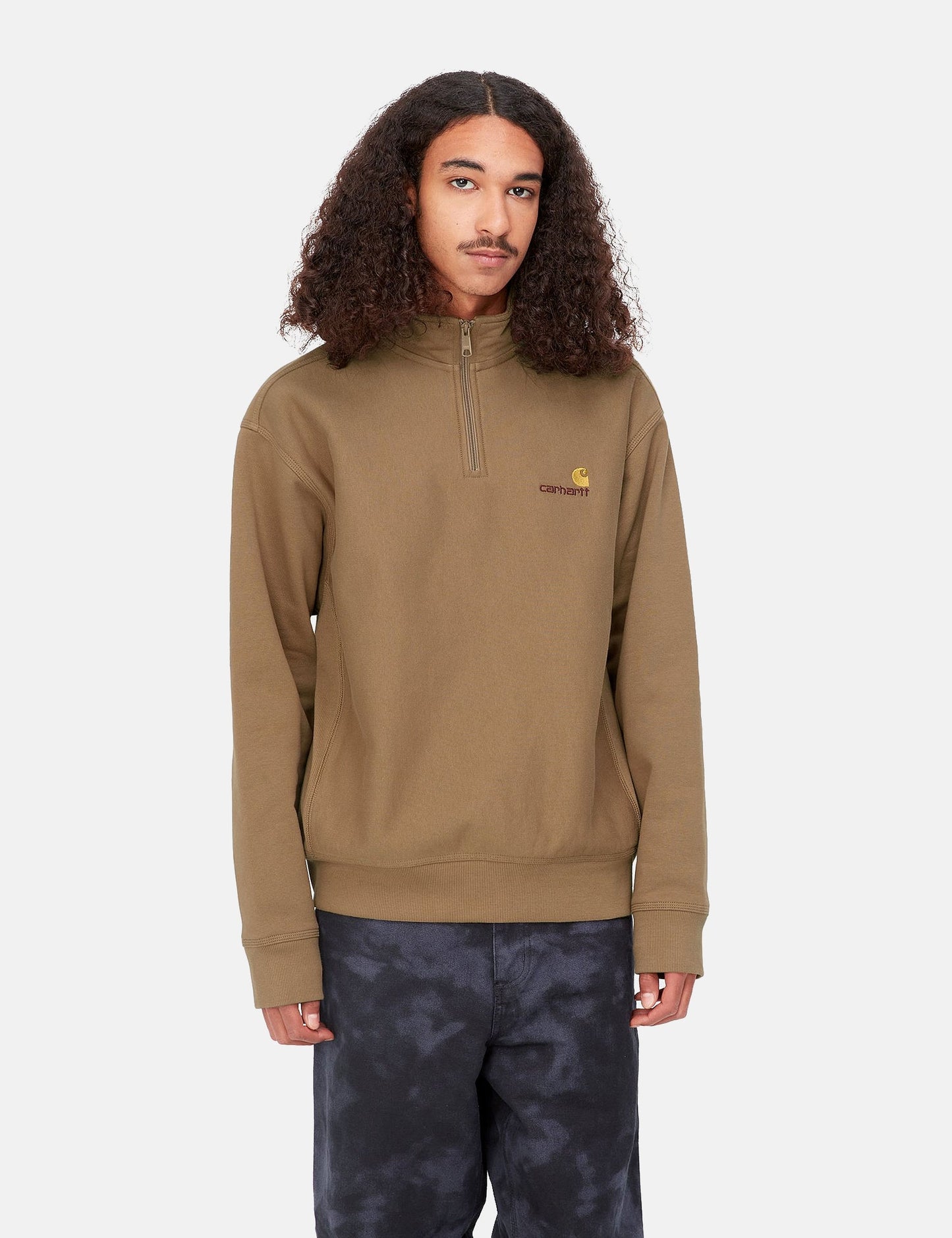 Half Zip American Script Sweatshirt - Ale Brown