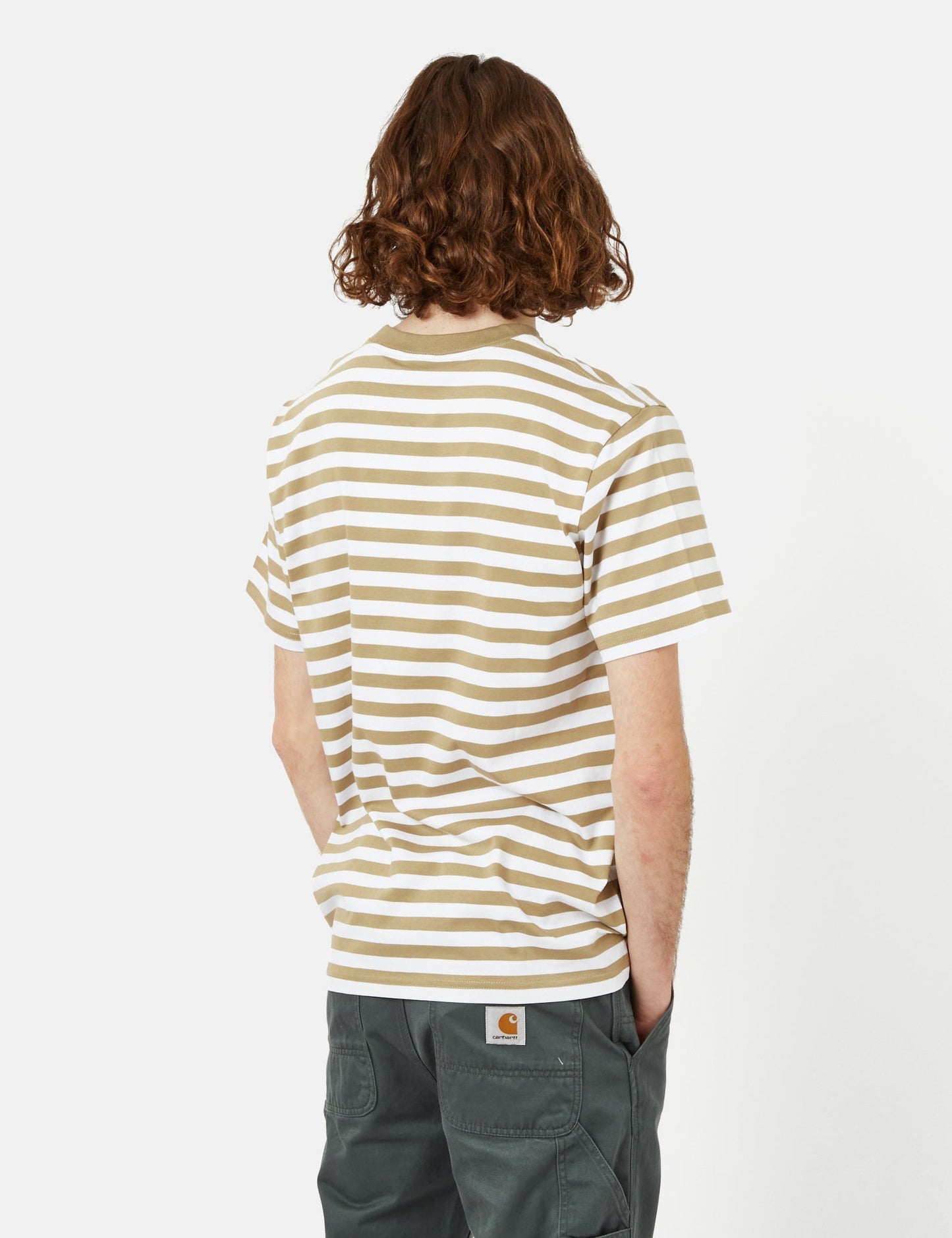 Scotty Stripe Pocket T-Shirt (Regular) - Ammonite Brown/White