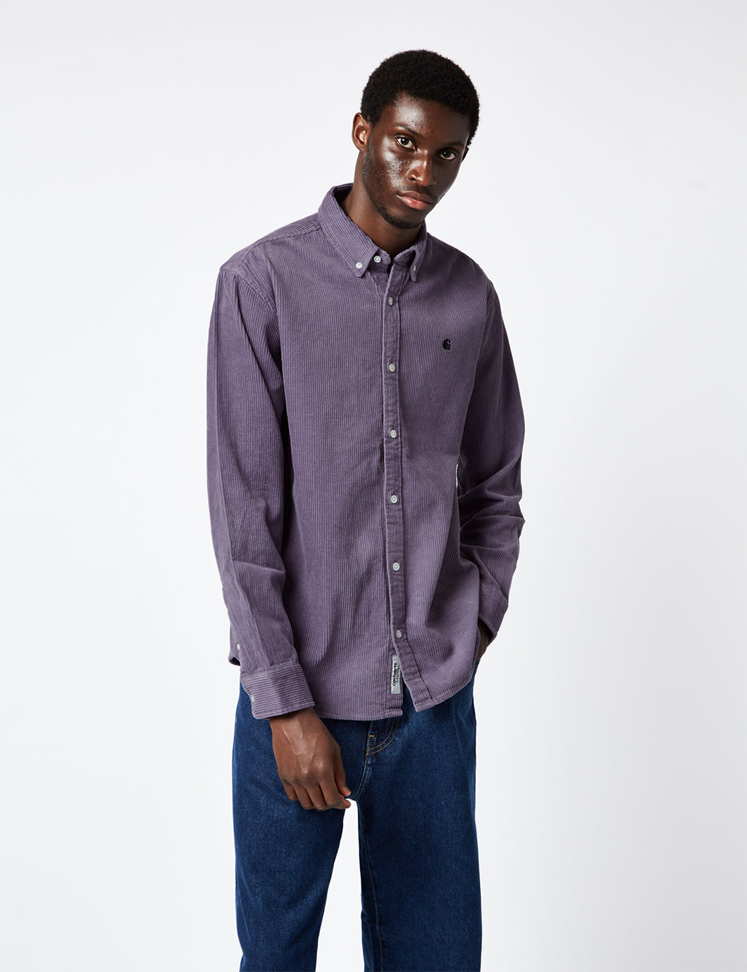 Madison Shirt (Fine Cord) - Yucca Green/White