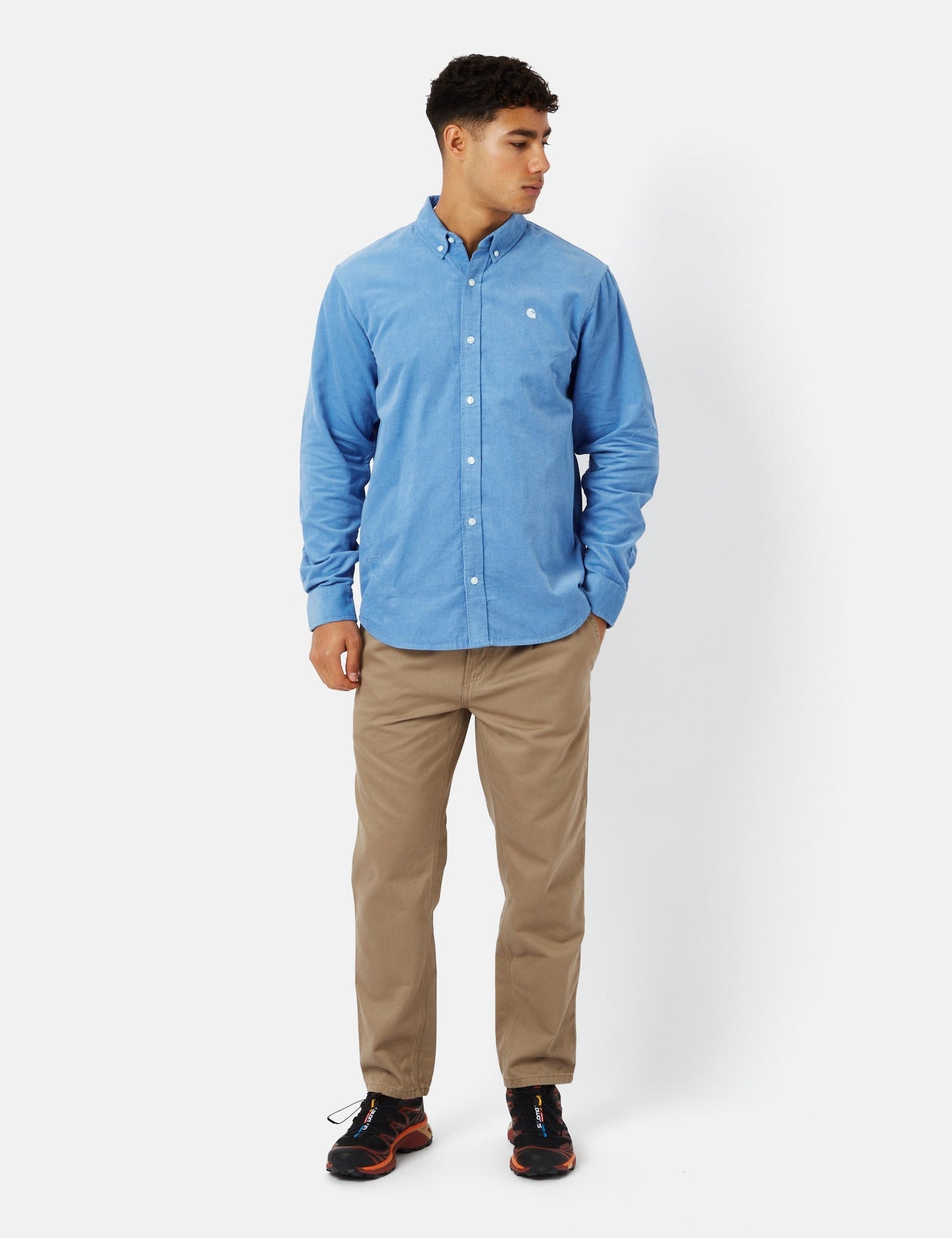 Madison Shirt (Fine Cord) - Piscine Blue/White