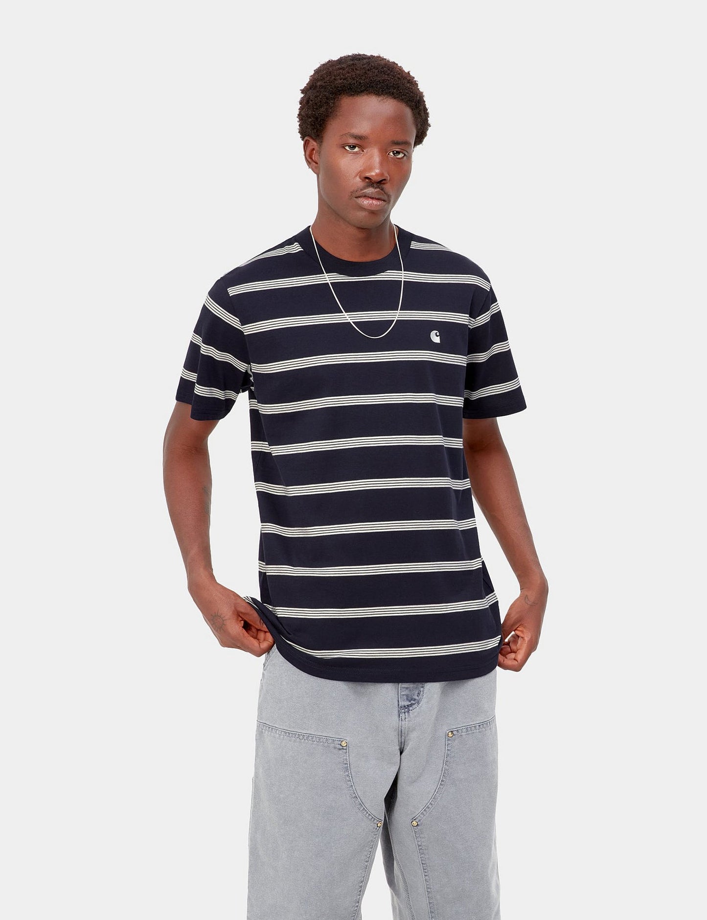 Glover Stripe T-Shirt - Dark Navy Blue/Wax/Wax