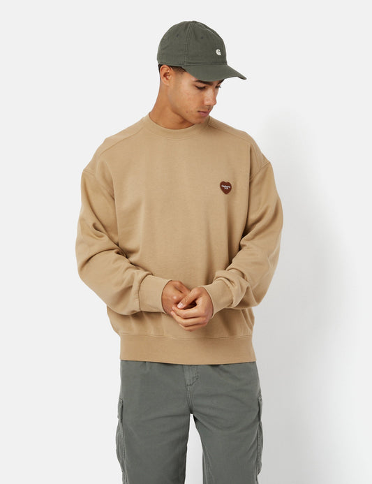 Heart Patch Sweatshirt - Dusty Hamilton Brown